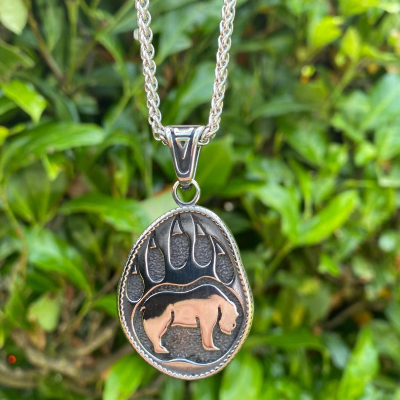 Viking Necklace - Double Sided Bear Print