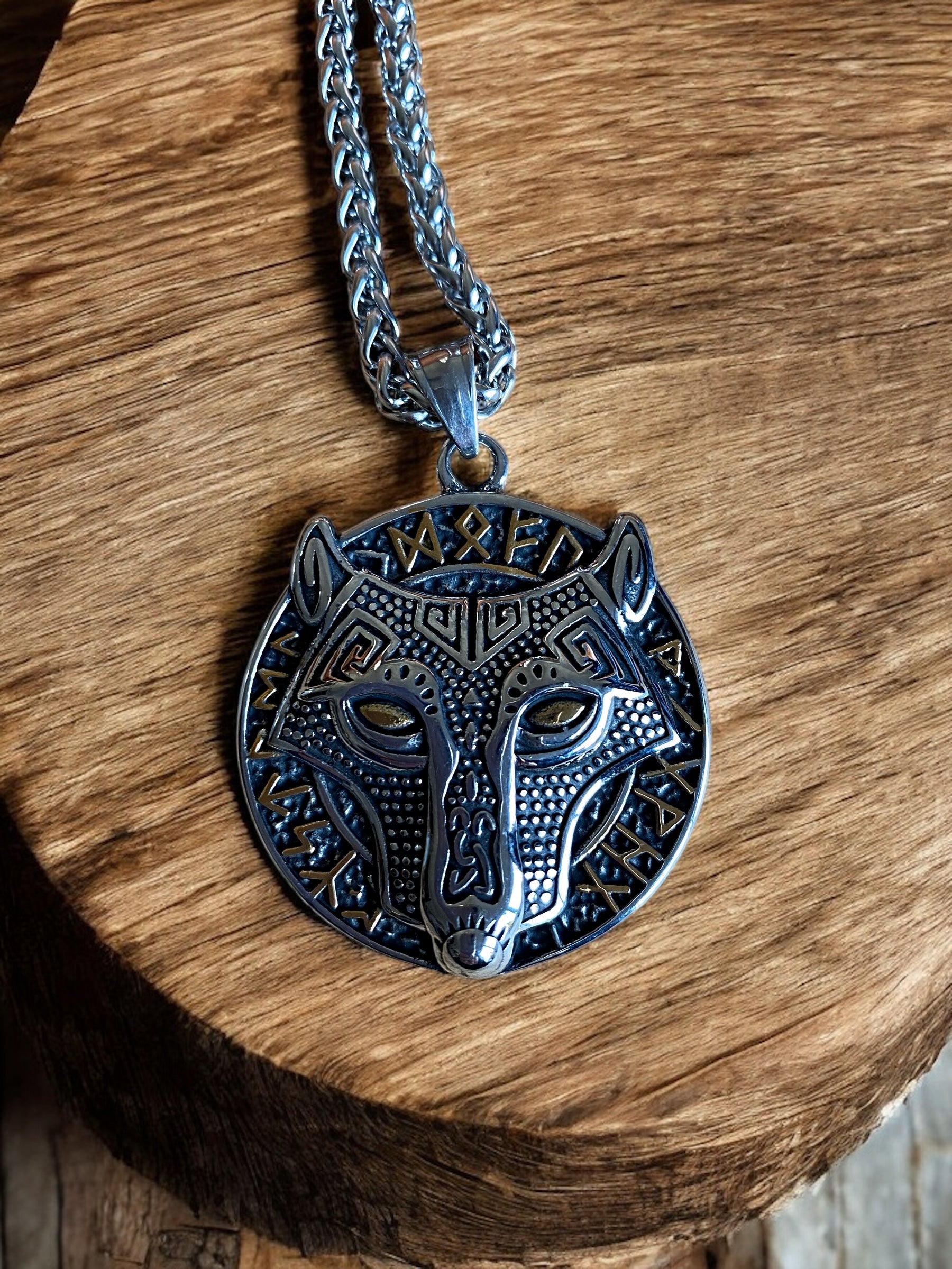 Mighty Fenrir Viking Wolf Head Pendant
