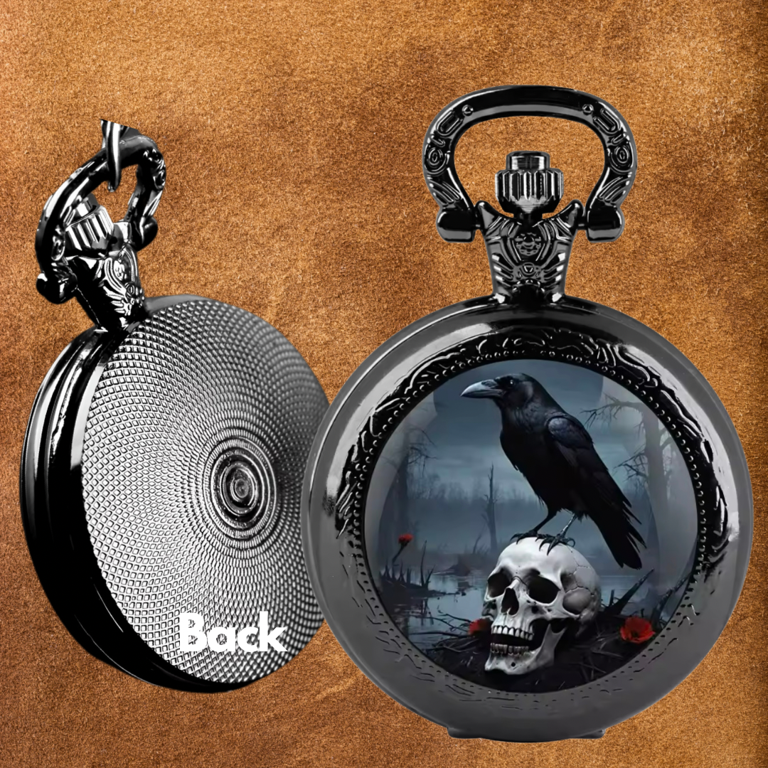 PREMIUM VIKING THE VIBRANT CURIOUS RAVEN POCKET WATCH