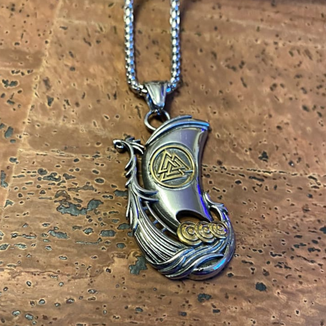 Viking Necklace - Valknut Viking Ship