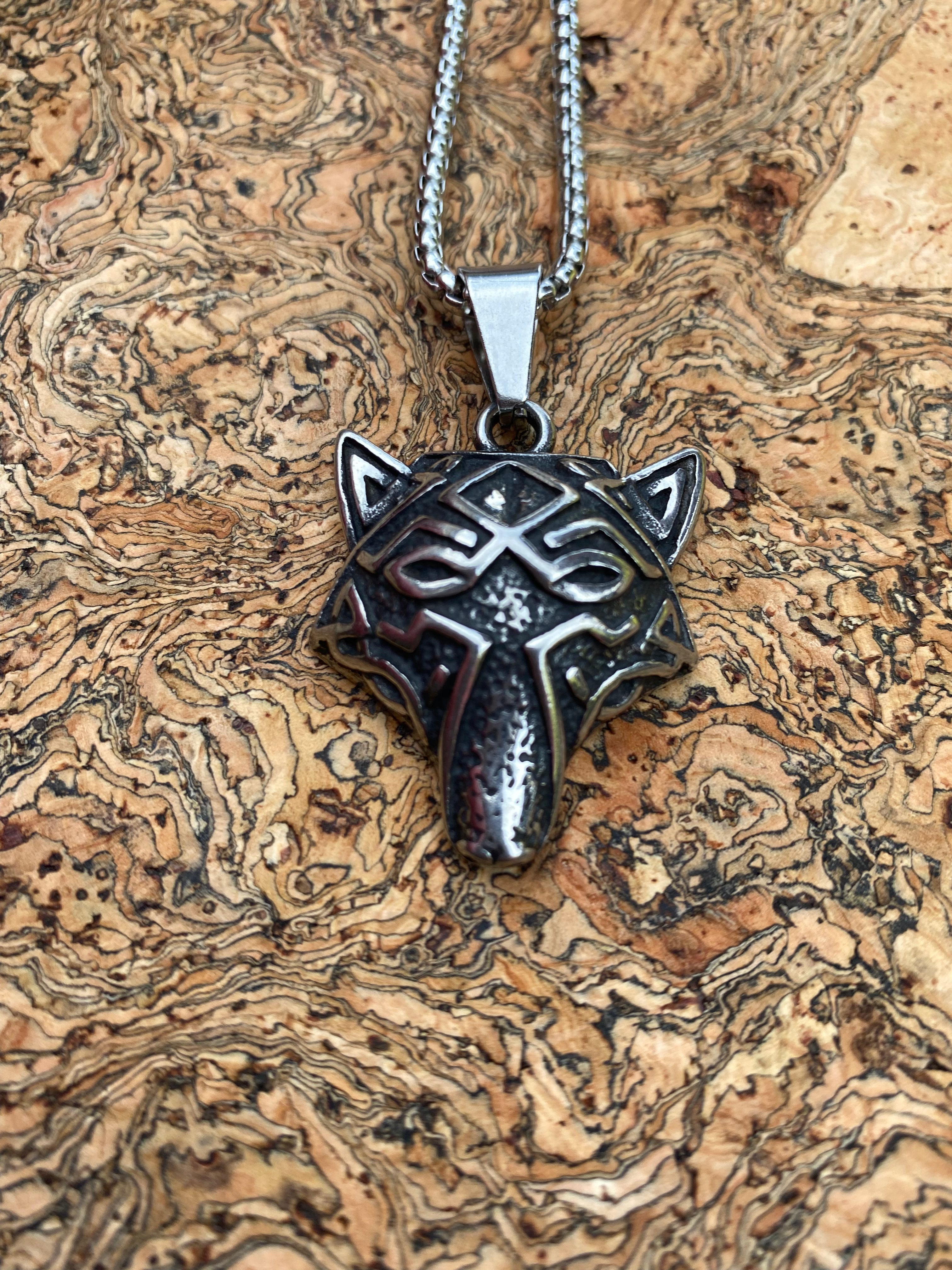Rustic Fenrir Wolf Artistic Viking Necklace