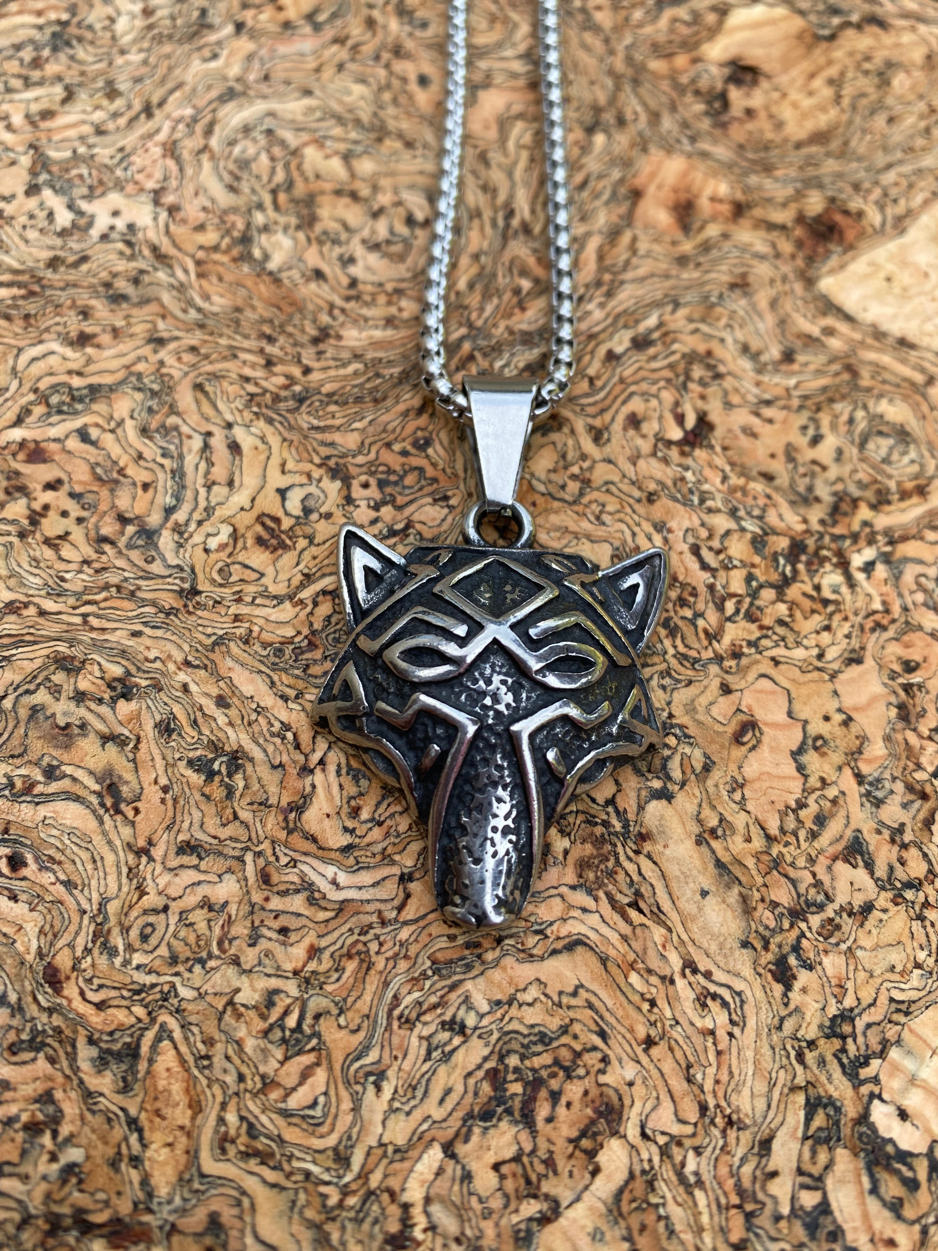 Rustic Fenrir Wolf Artistic Viking Necklace