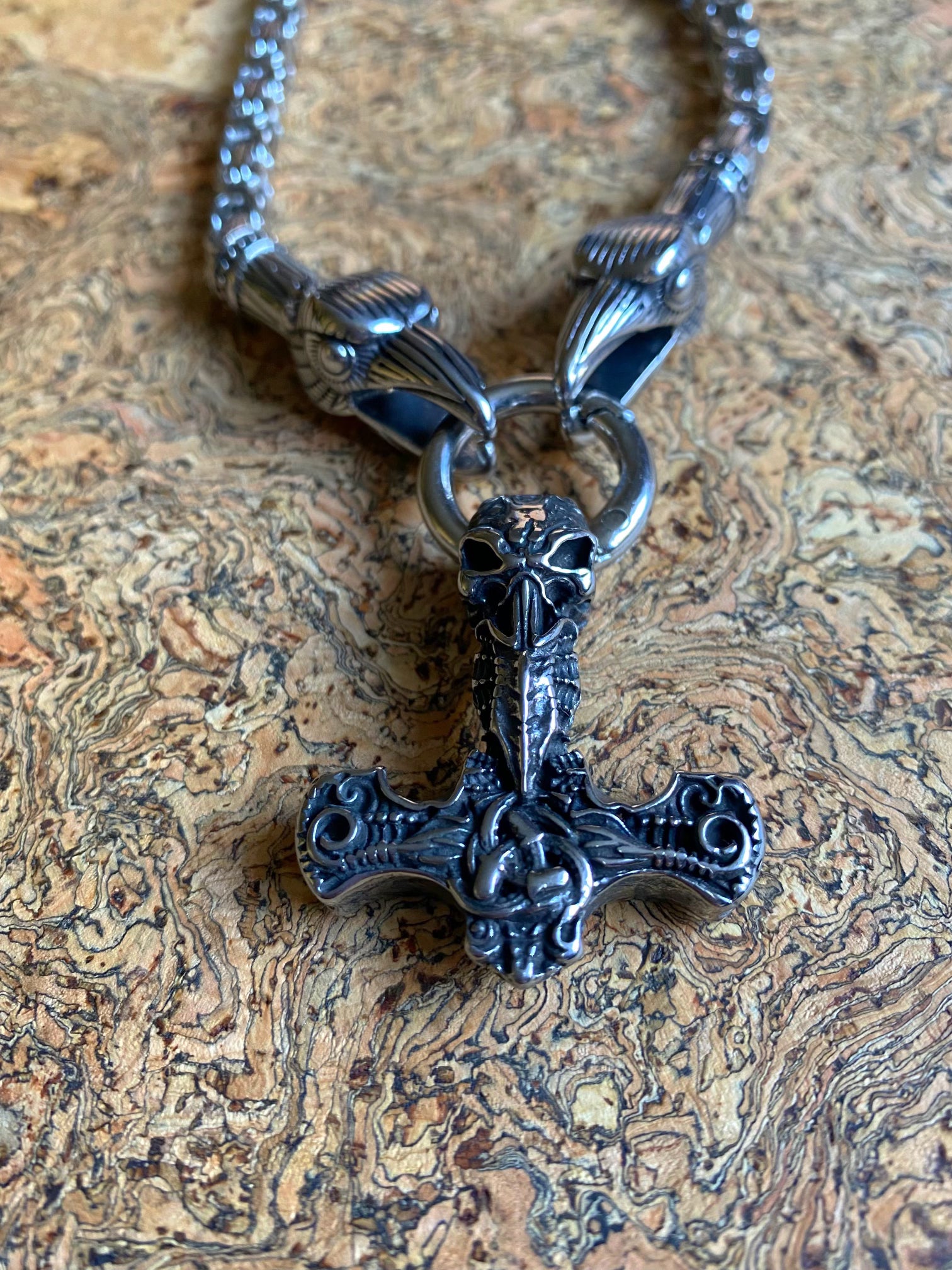 Ravens Premium Rustic Thor Hammer Viking Necklace