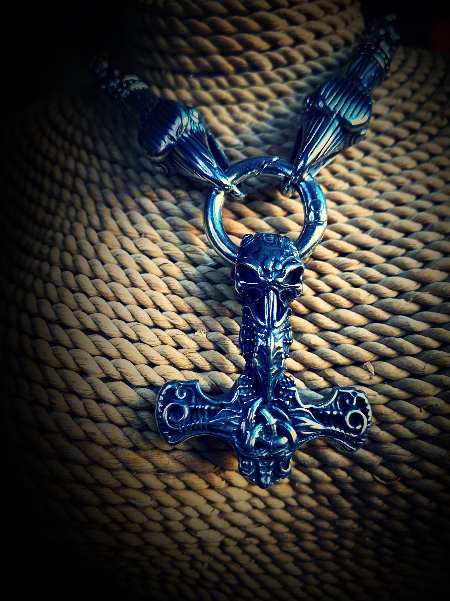 Ravens Premium Rustic Thor Hammer Viking Necklace