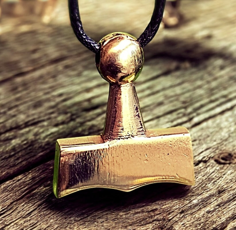 Premium Rustic Brass Modern Age Mjölnir Viking Thor's Hammer Necklace