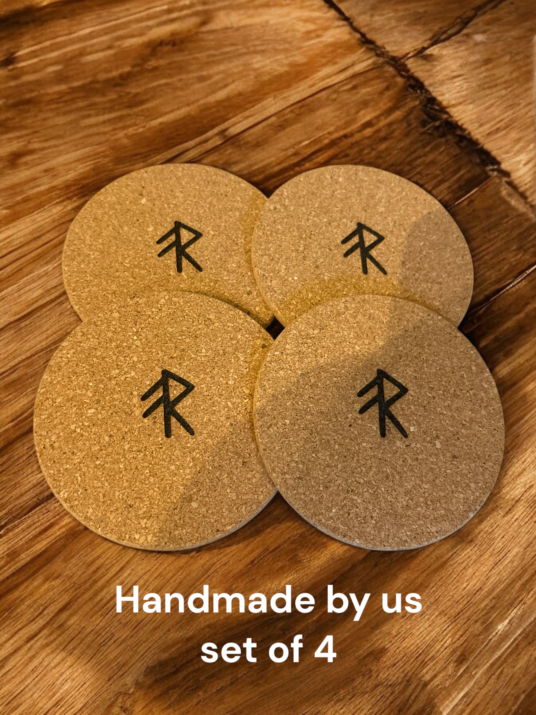 Set of 4 Viking Energy Runes Cork Coaster Set