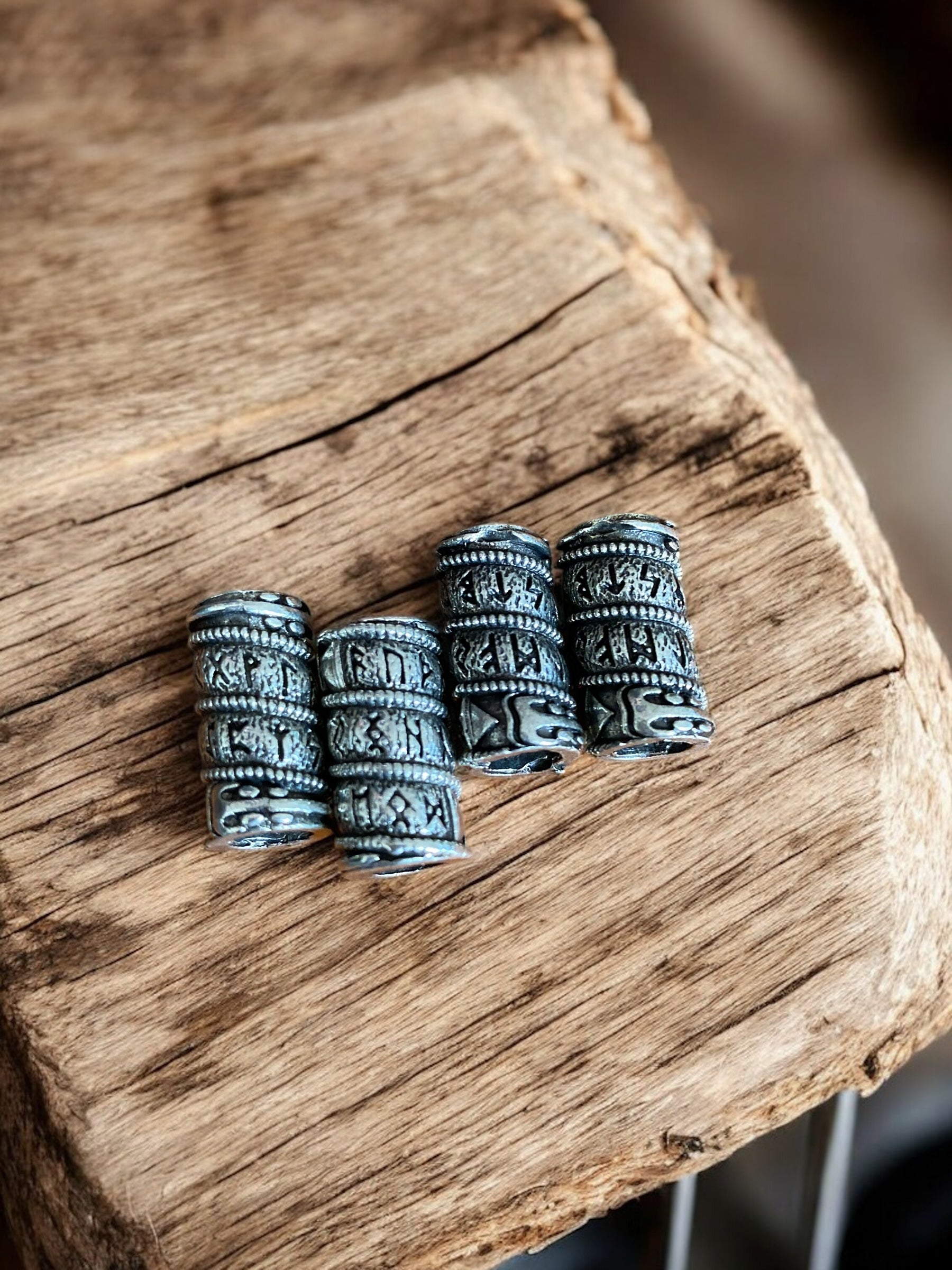 Viking Beard Bead - Rustic Nordic Scrolls