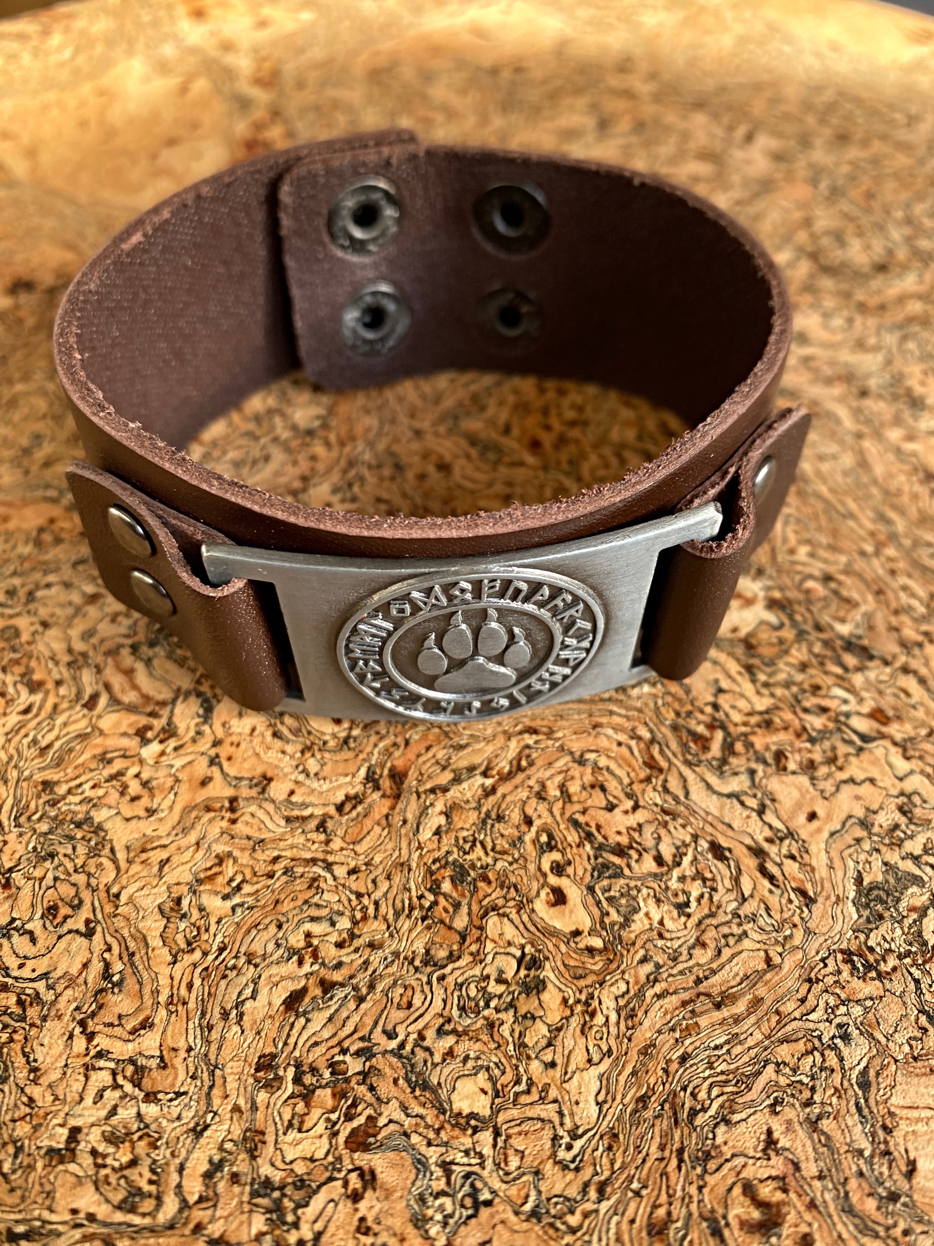 The Mighty Bear Claw Leather Viking Bracelet