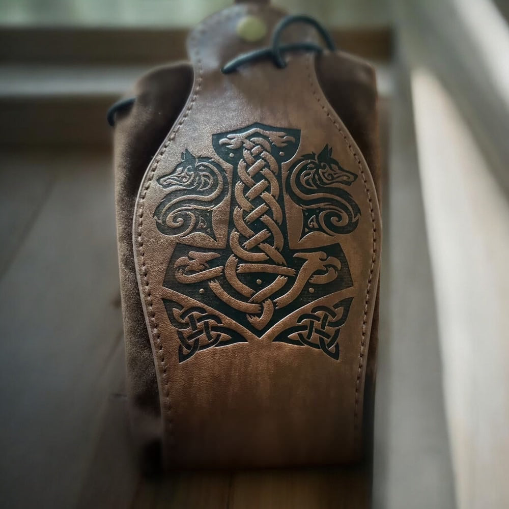 Viking Bag - Thors Hammer Leather Viking BAG/POUCH