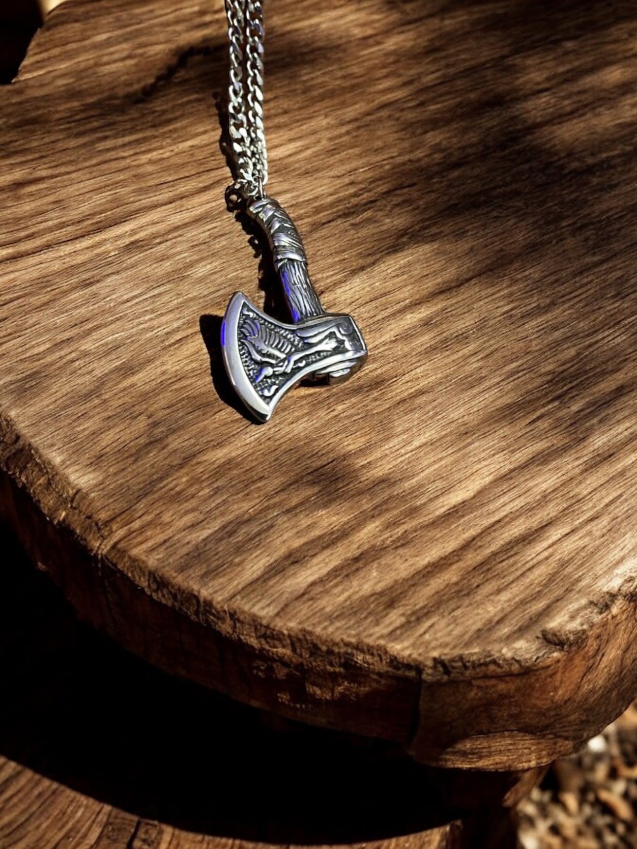 Thor Hammer Viking Necklace - Wolf Axe
