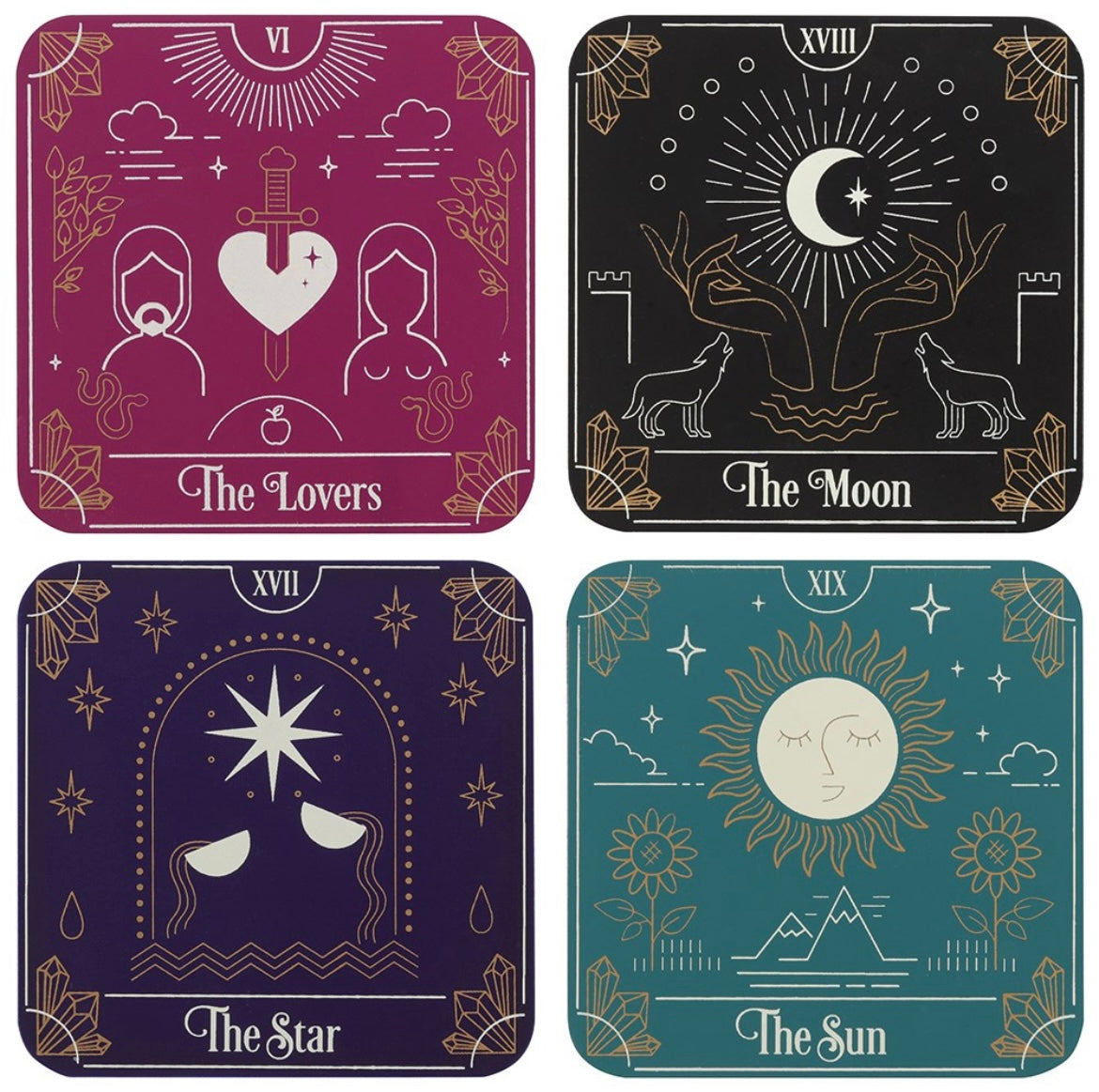 Premium Pagan Tarot Card Coaster Set