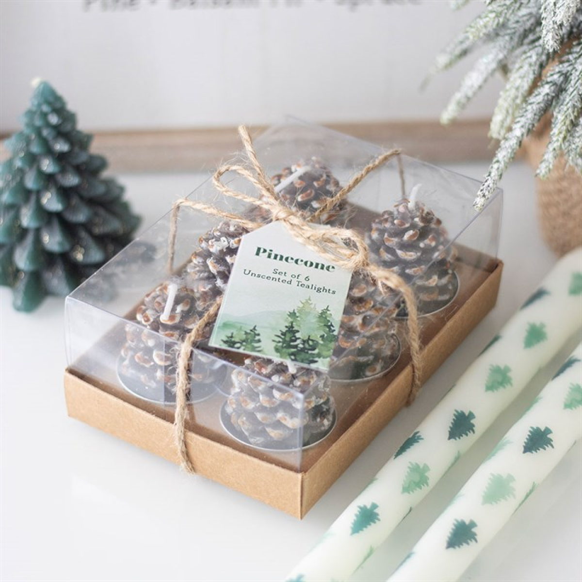Wintery Pinecone Tealight Candles (set of 6)