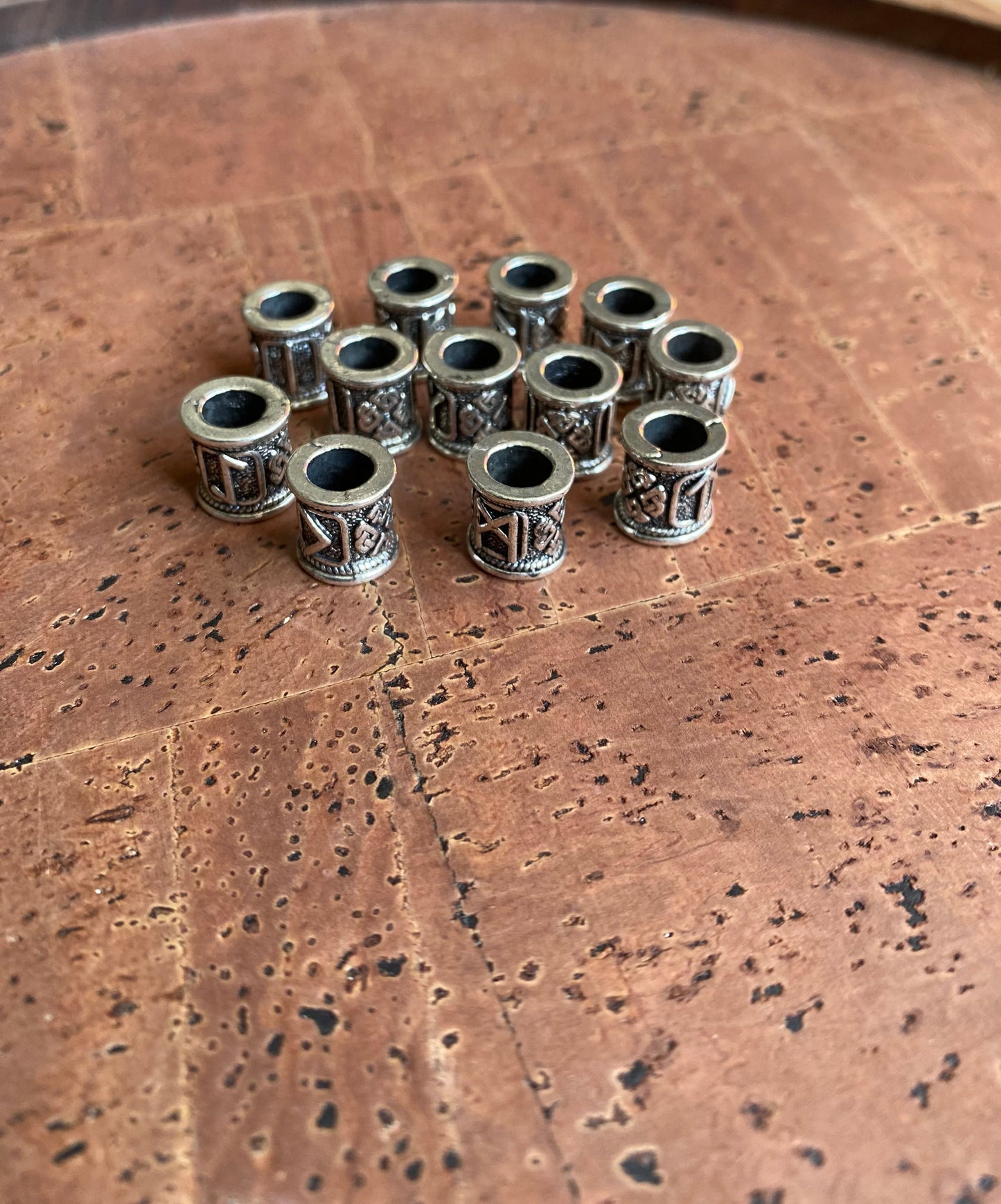 Viking Beard Bead Set of 12 - Short, Mixed Iconic Runes