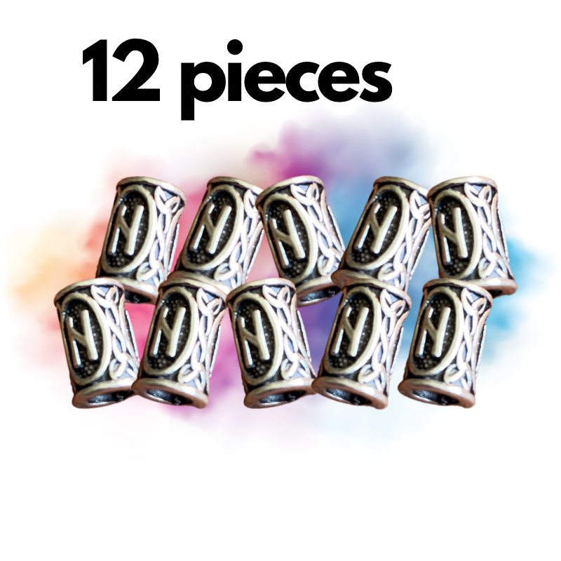 Viking Beard Bead Set of 12 - Tall, Iconic Runes