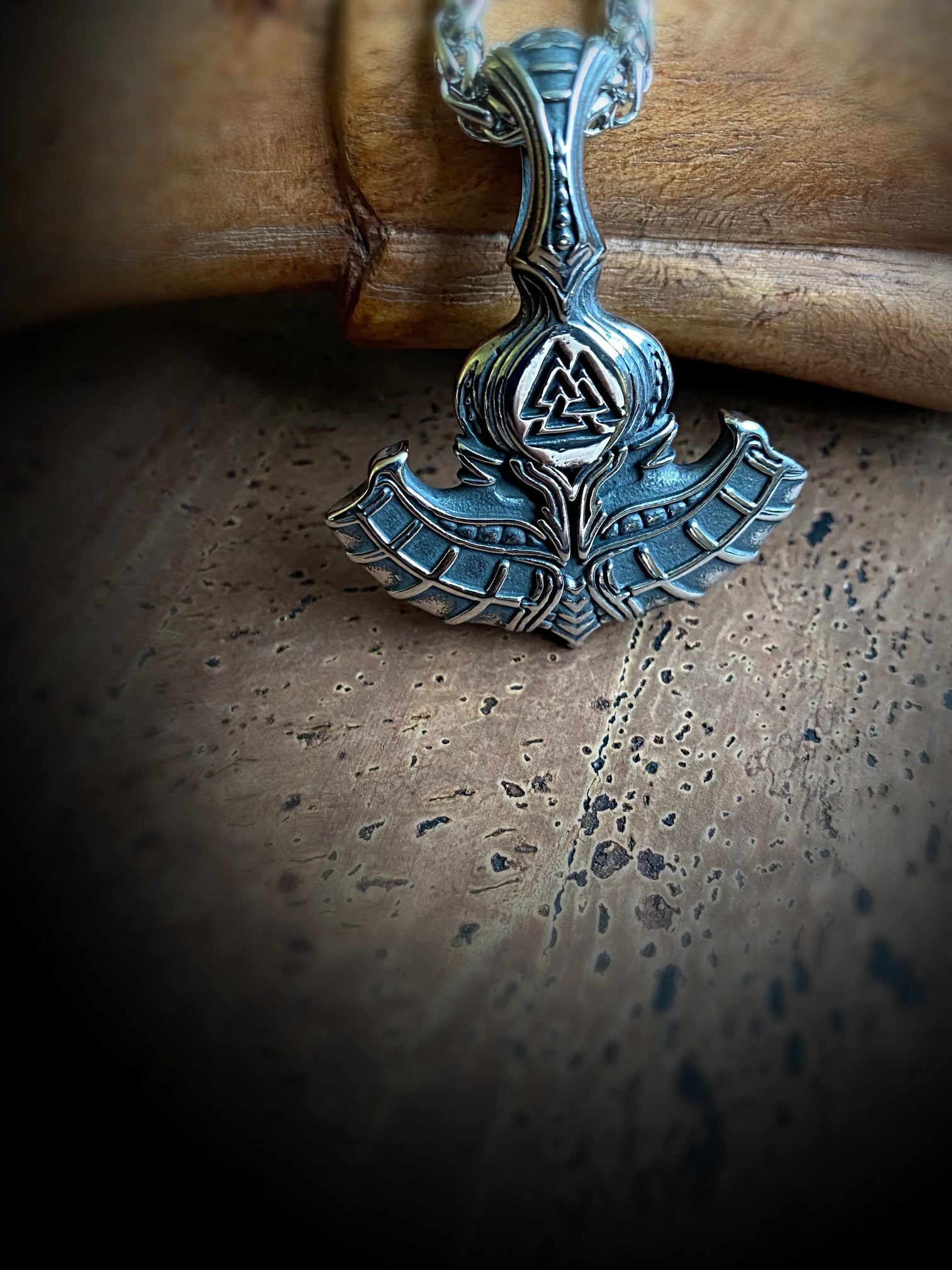 Viking Necklace - Heavy Valknut War Hammer
