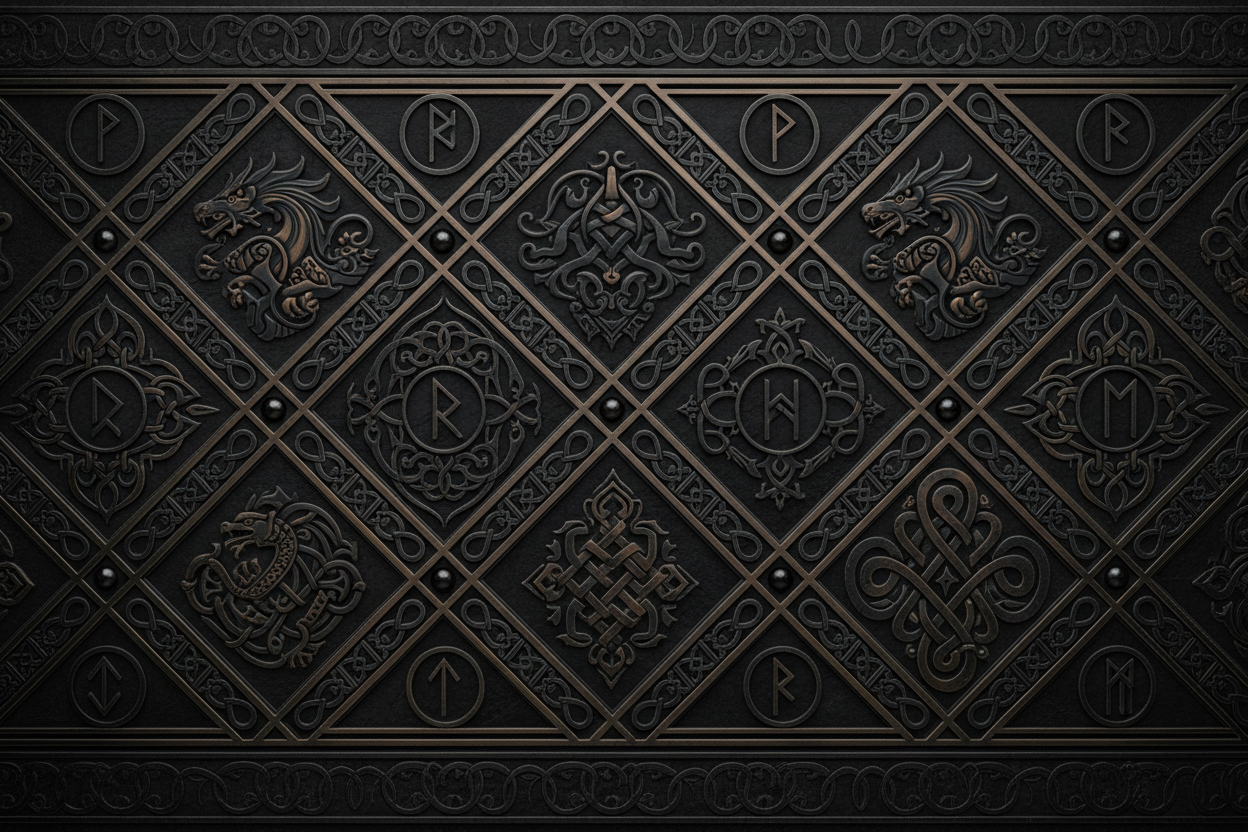 Viking pattern dark colours small banner