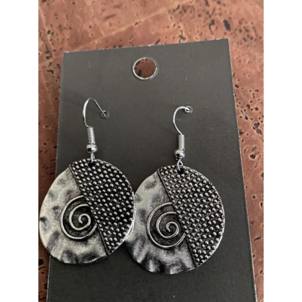 Viking Shield Spiral Eye Pair Of Earrings