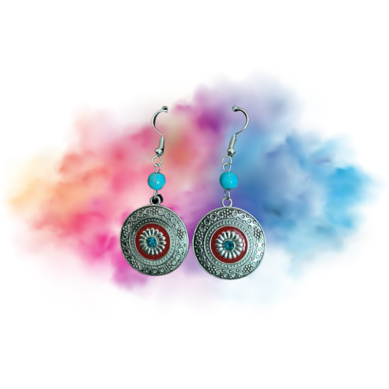 Viking Shielded Rune Pair Of Earrings