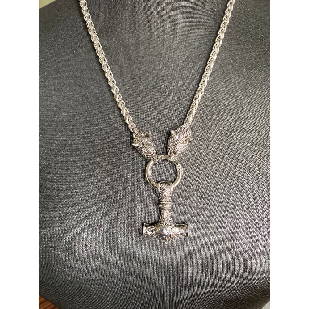 Legendary Wolf Mjolnir Necklace