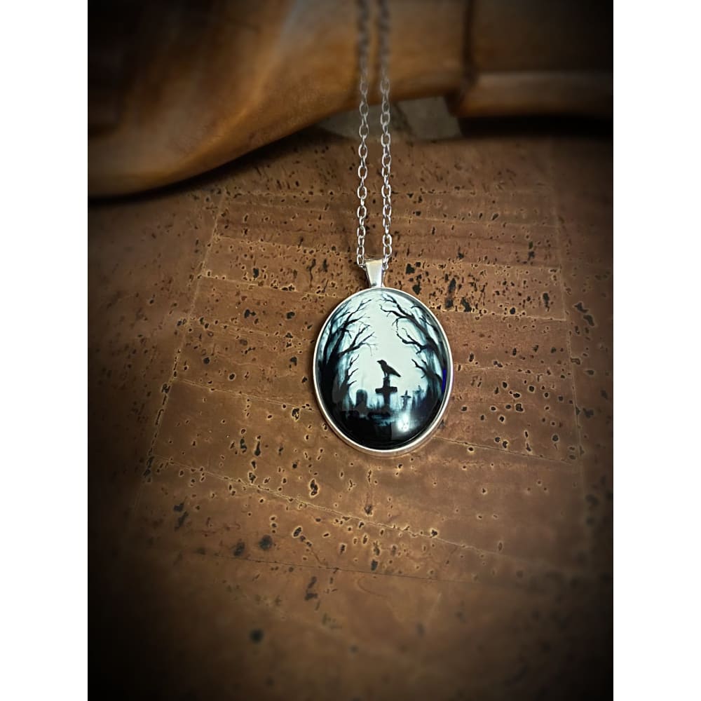 Pagan Necklace - Raven’s Hand Painted Grave