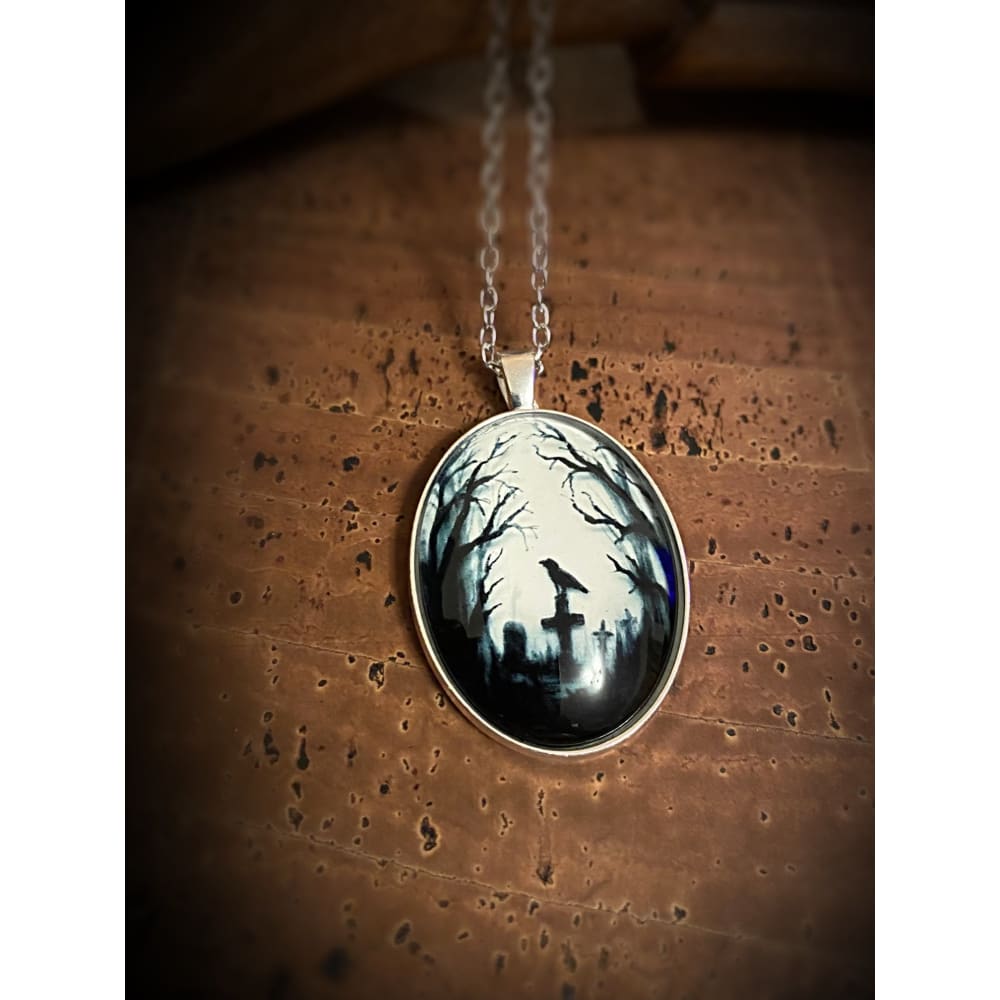 Pagan Necklace - Raven’s Hand Painted Grave