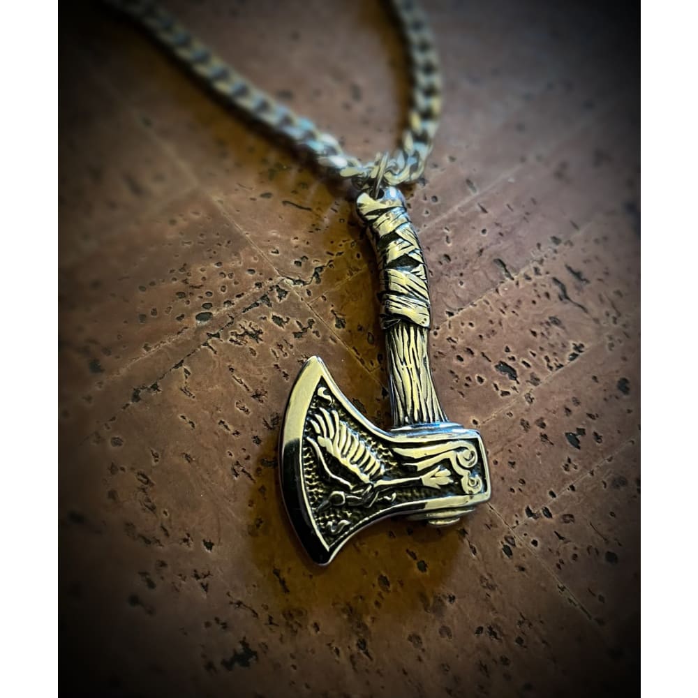 Thor Hammer Necklace - Axe Real Leather Cord