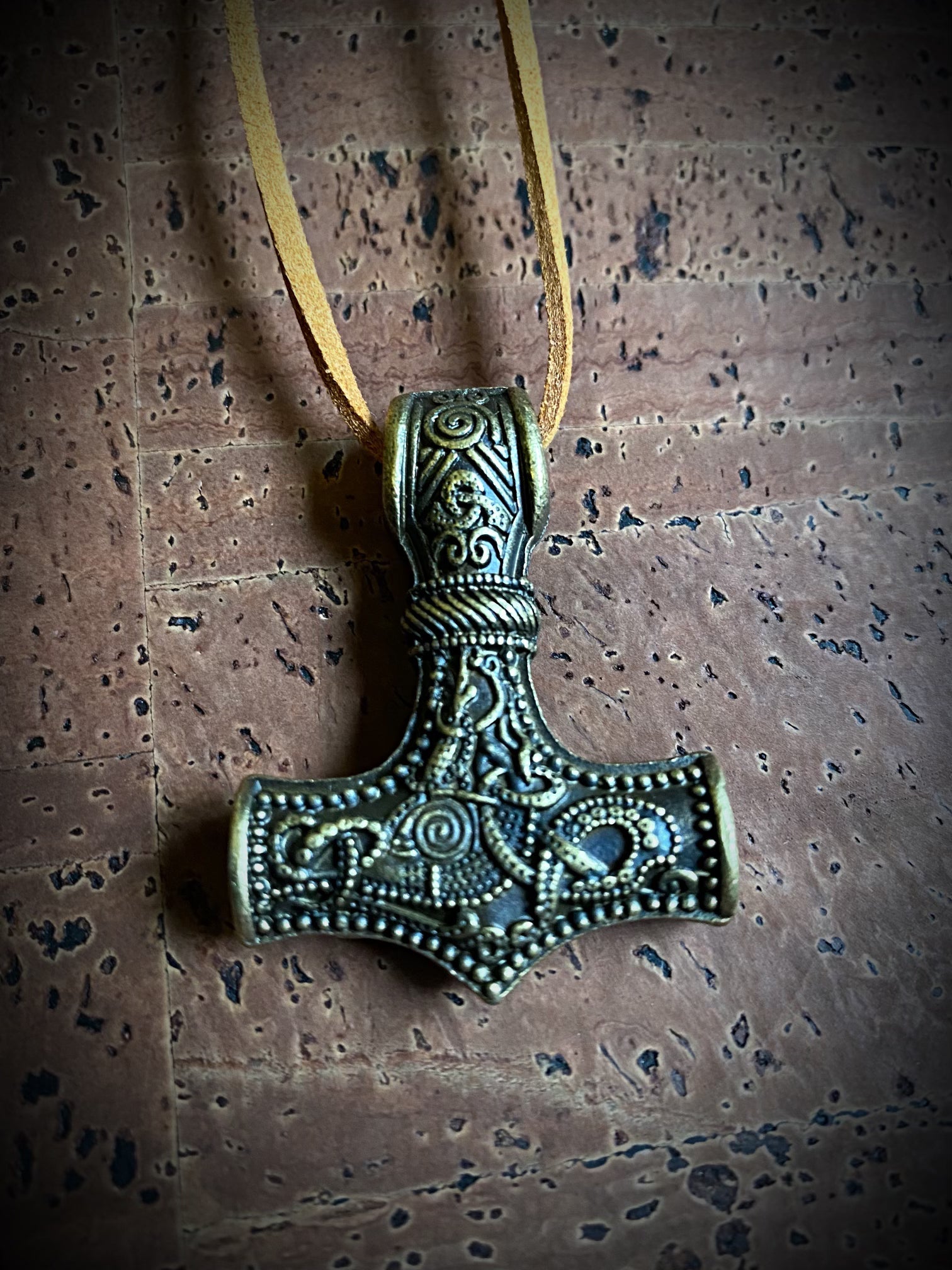 Thor Hammer Viking Necklace with Leather Cord