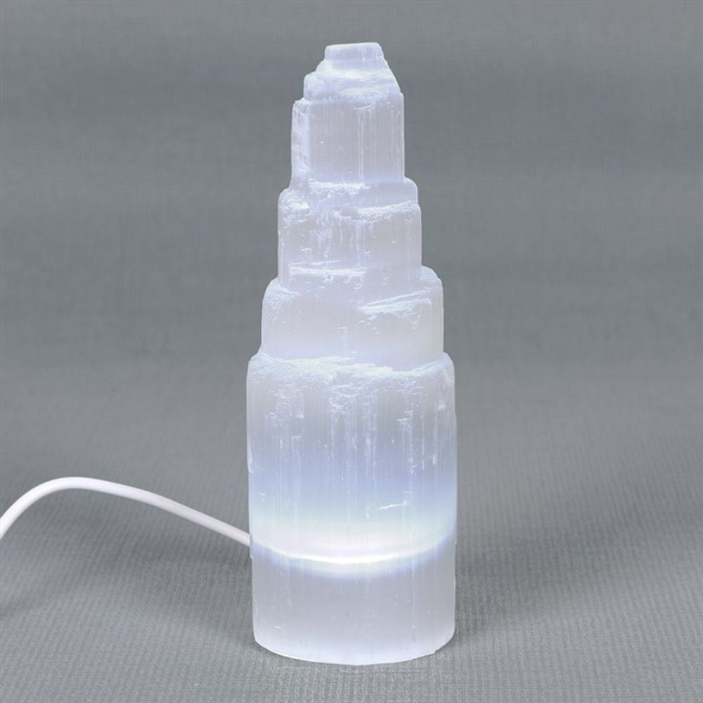 LED Selenite Crystal Mountain Lamp