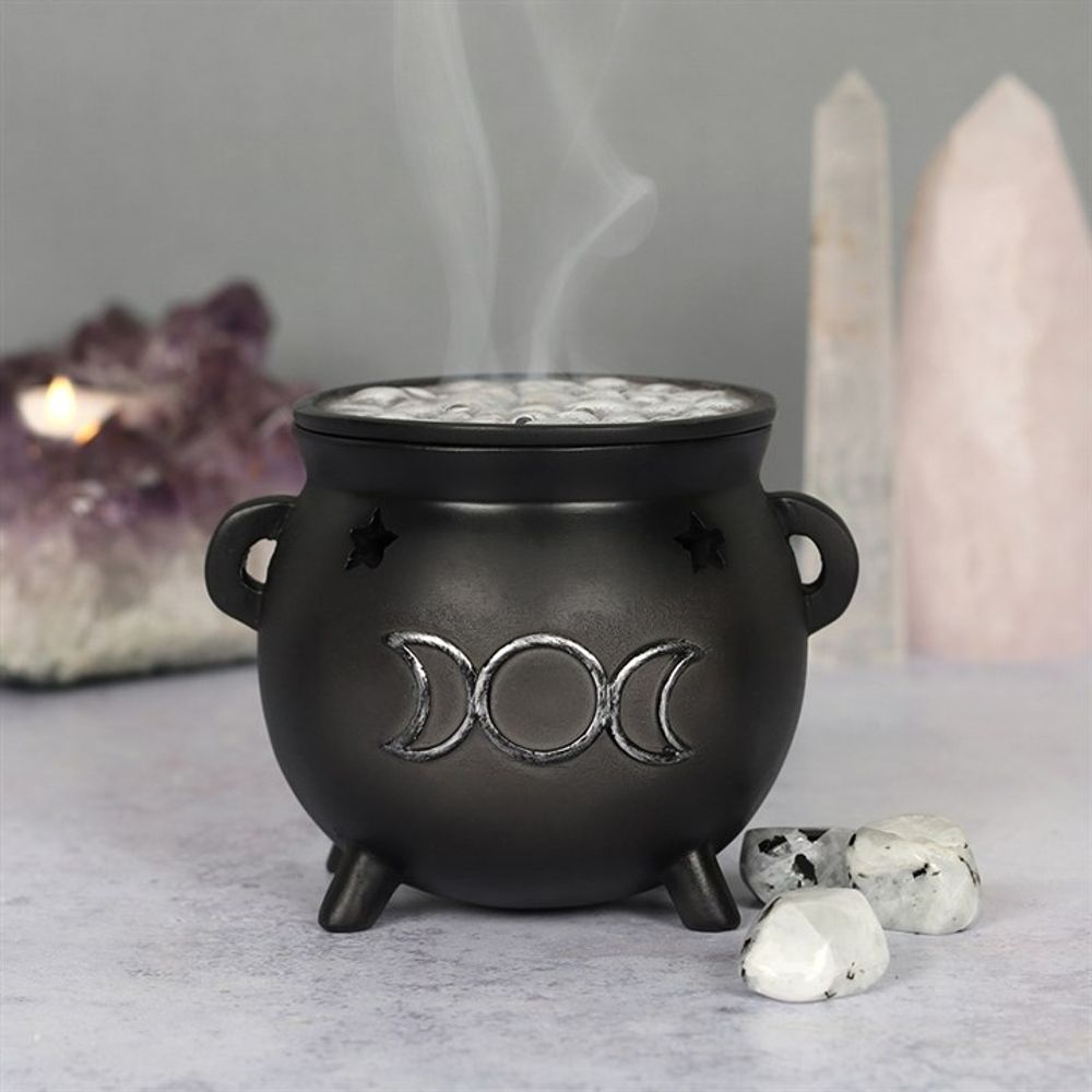 Triple Moon Cauldron Incense Holder