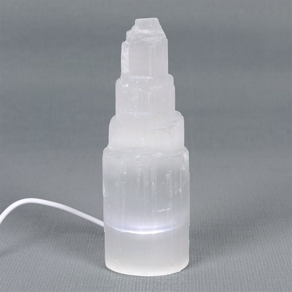 LED Selenite Crystal Mountain Lamp