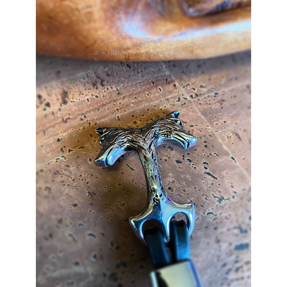 Viking Leather Bracelet - Geri Freki Wolves