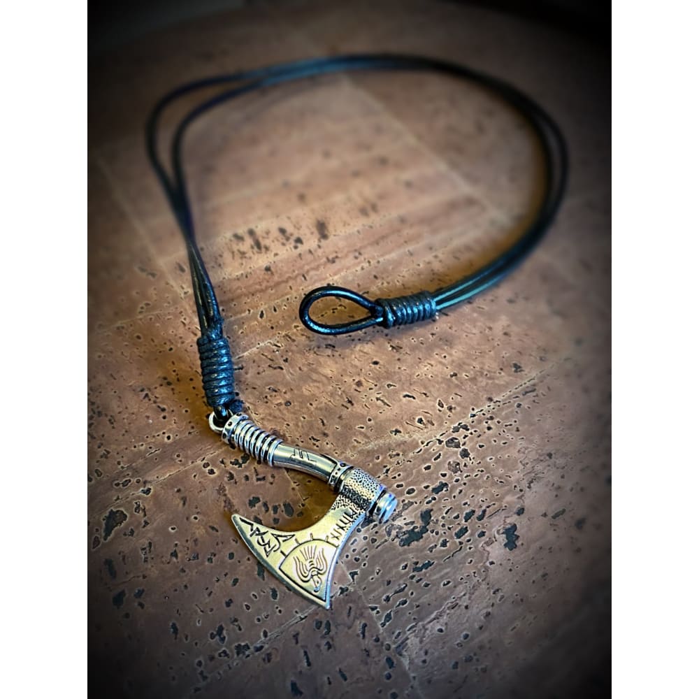Viking Leather Bracelet - Raven Axe