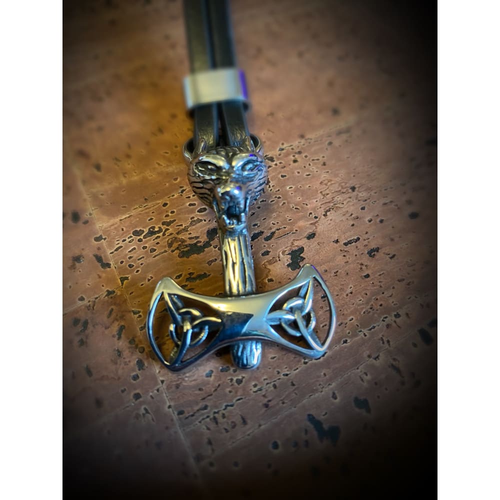 Viking Leather Bracelet - Wolf Fenrir