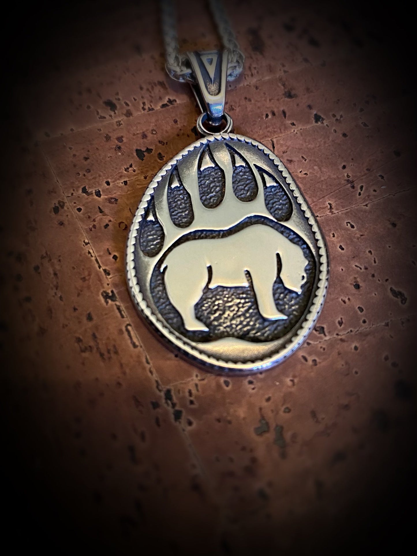 Viking Necklace - Double Sided Bear Print