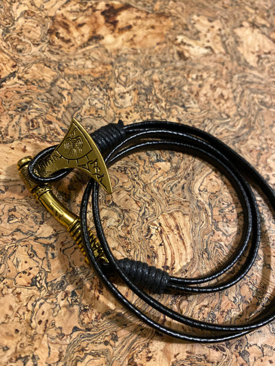 Viking Leather Bracelet - Raven Axe