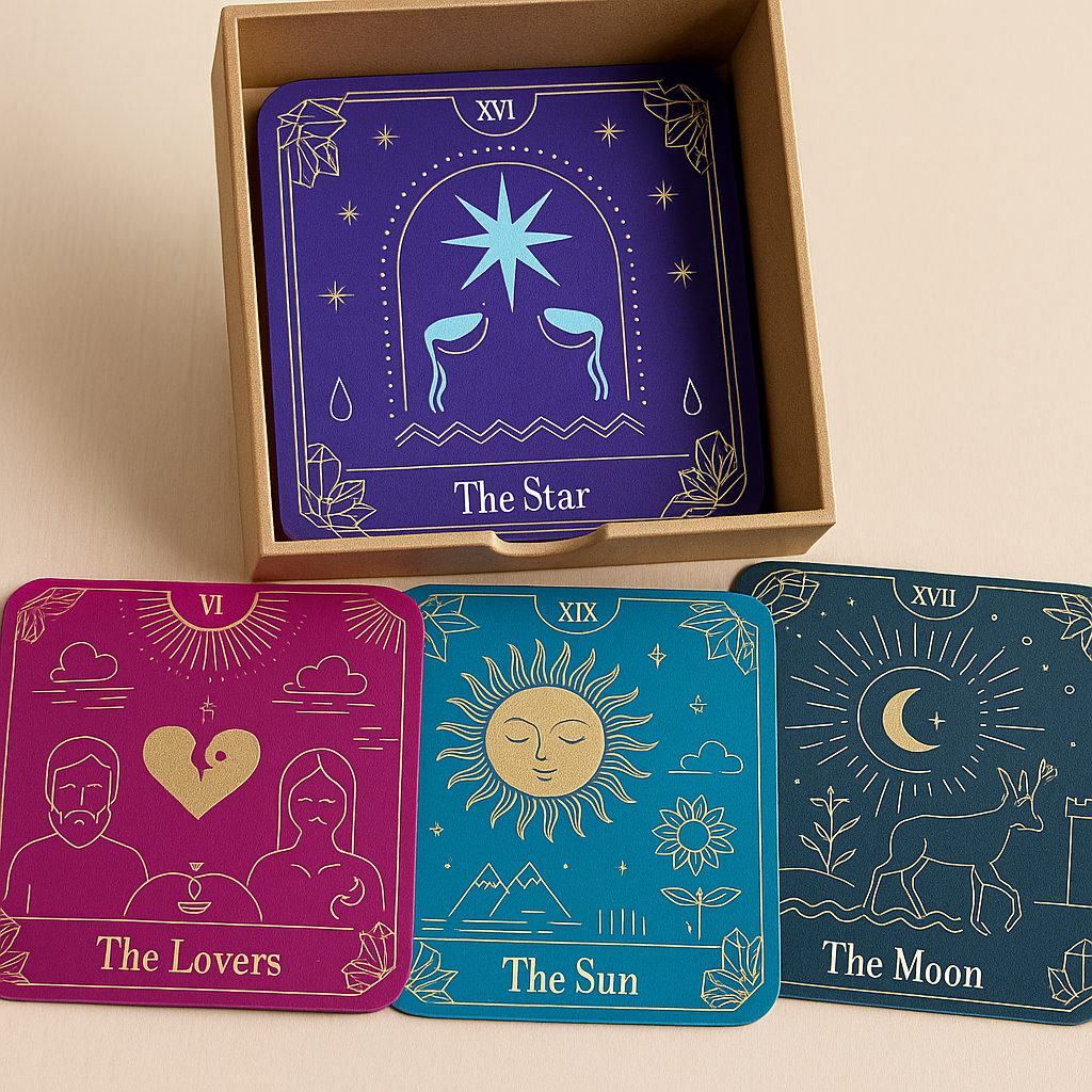 Premium Pagan Tarot Card Coaster Set