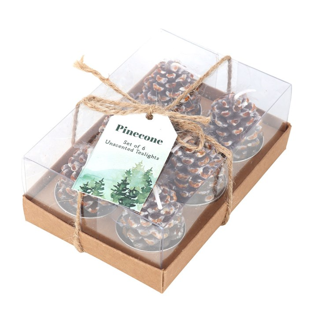 Wintery Pinecone Tealight Candles (set of 6)