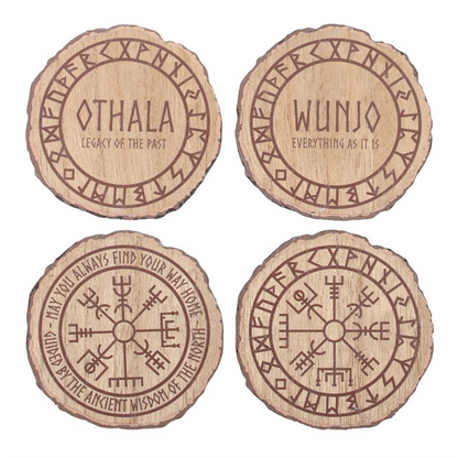 Set of 4 Norse Mythology Wood Slice Coasters Set