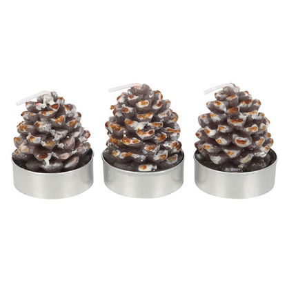 Wintery Pinecone Tealight Candles (set of 6)