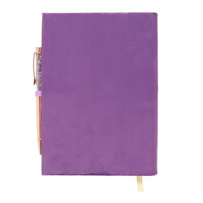 Book of Spells Journal with Amethyst Crystal Pen Set