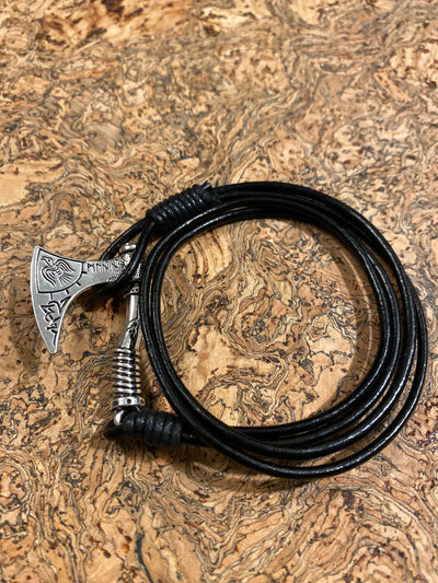 Viking Leather Bracelet - Raven Axe