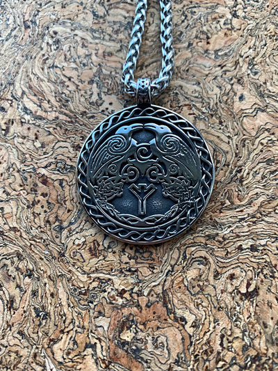 Viking Necklace - Huggin and Munnin Pendant