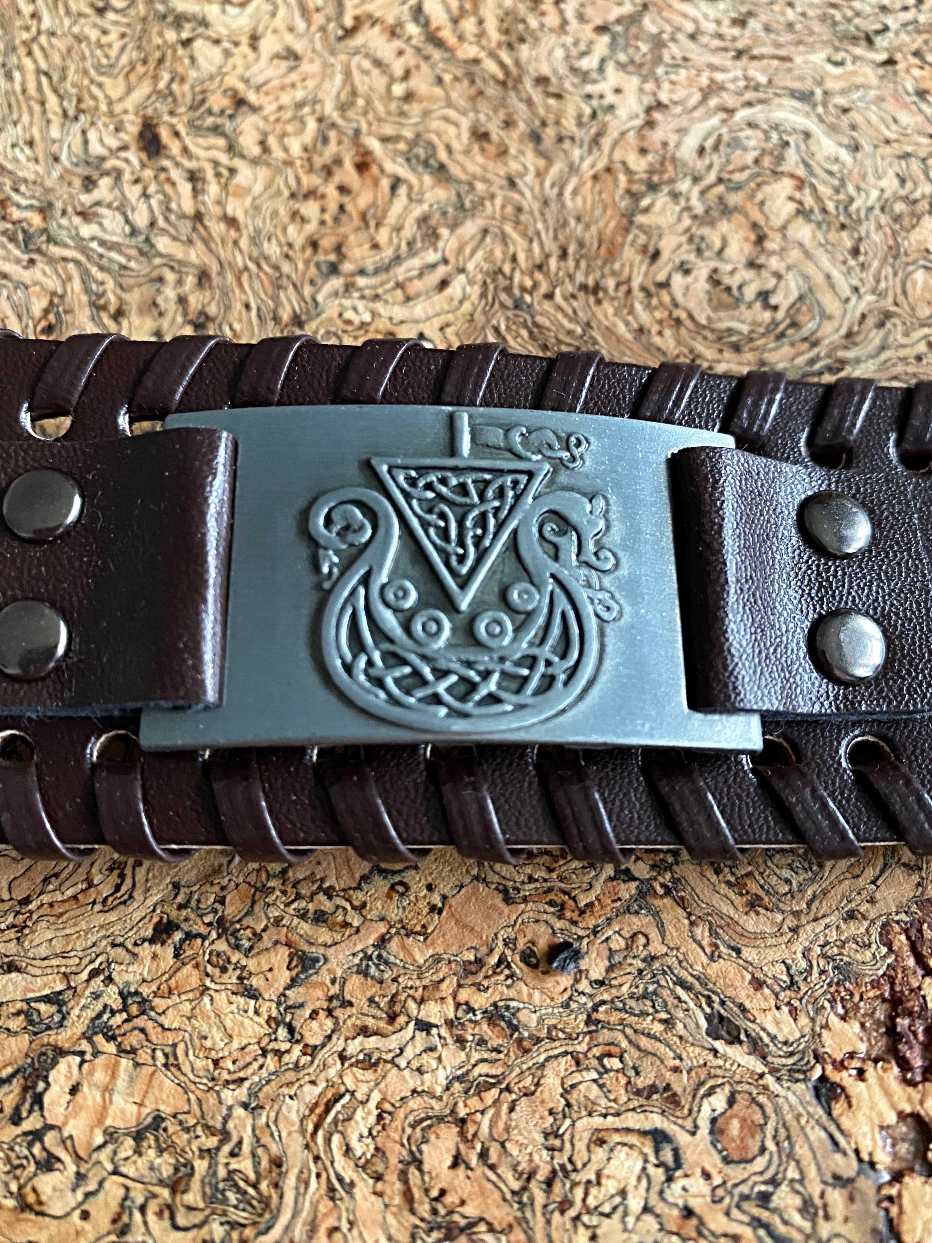 The Longship Leather Viking Bracelet