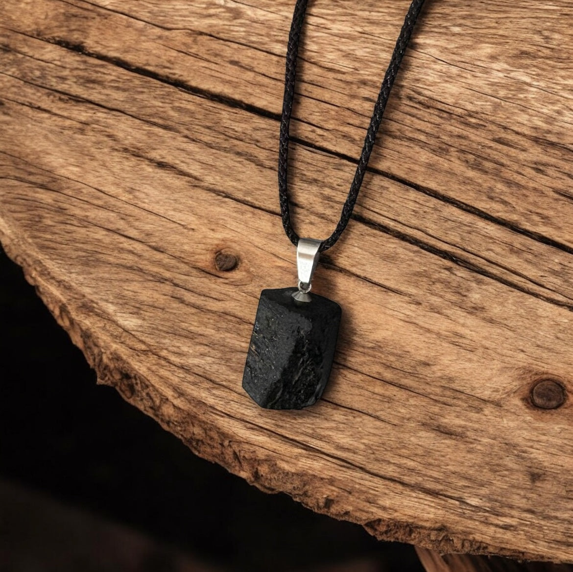 Raw Tourmaline Stone Rope Necklace