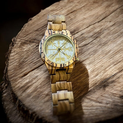 Premium Viking Aegishjalmur Wooden Watch