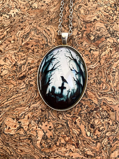 Pagan Necklace - Raven’s Hand Painted Grave
