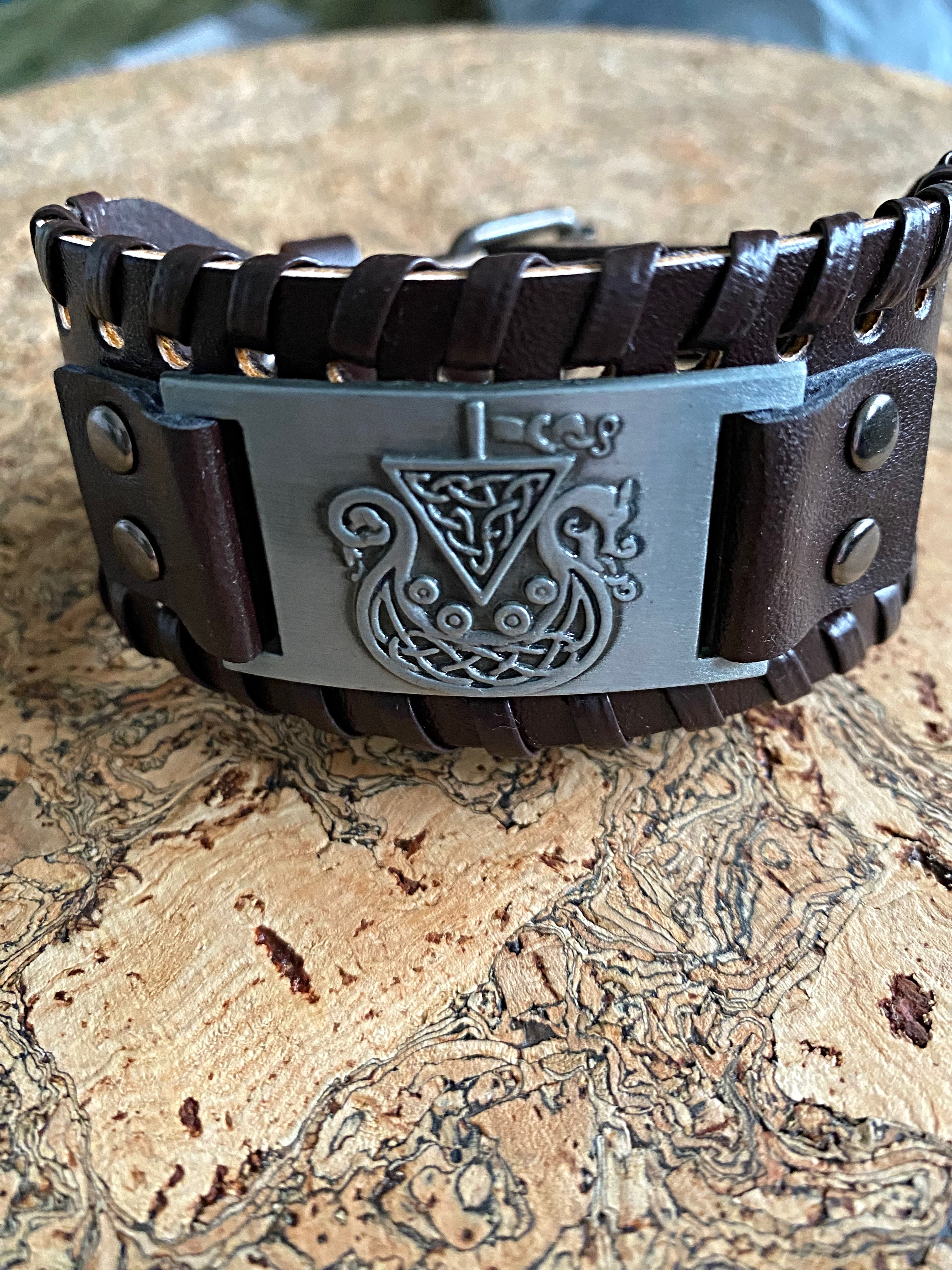 The Longship Leather Viking Bracelet