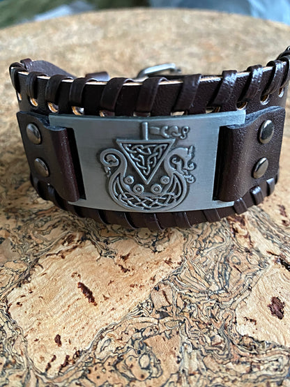 The Longship Leather Viking Bracelet