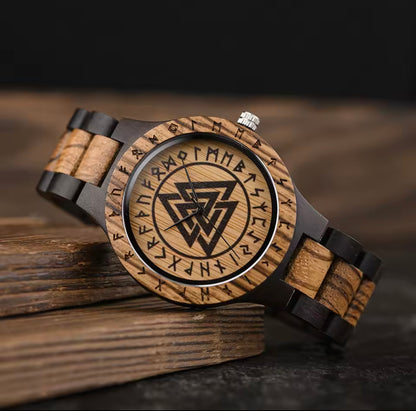 Premium Viking Valknut Wooden Watch