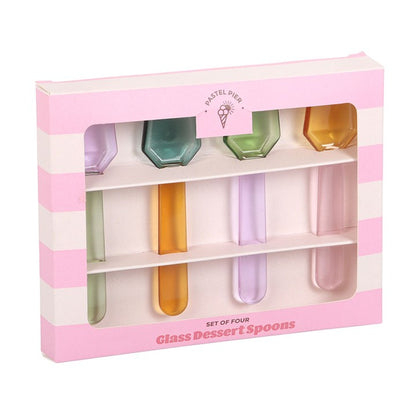 Pastel Glass Dessert Spoons (Set of 4)
